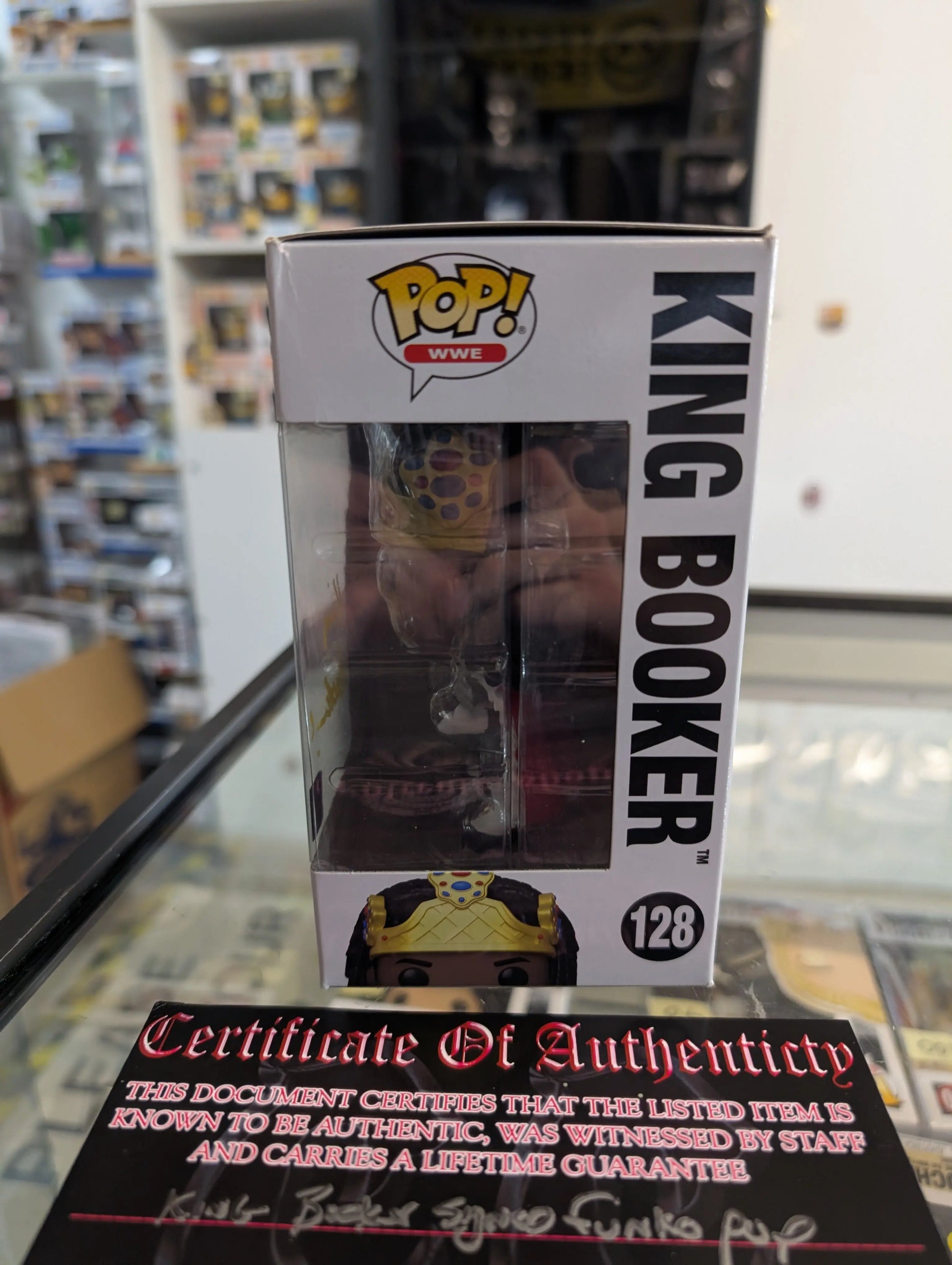 WWE - King Booker Pop! Vinyl Figure #128 signed with COA see pics FRENLY BRICKS - Open 7 Days