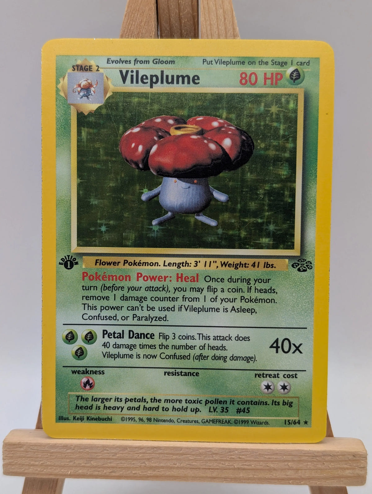 1999 Pokemon VILEPLUME Jungle Set 1ST EDITION HOLO Foil Rare Card 15/64 WotC EX FRENLY BRICKS - Open 7 Days image 2