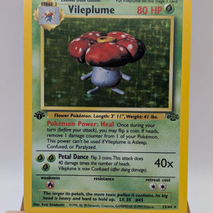 1999 Pokemon VILEPLUME Jungle Set 1ST EDITION HOLO Foil Rare Card 15/64 WotC EX FRENLY BRICKS - Open 7 Days