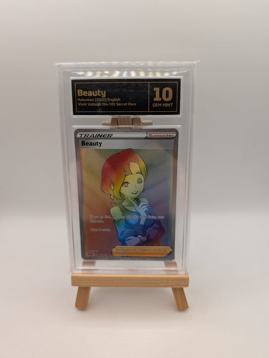 Graded 10 BEAUTY FULL ART #194/185 POKEMON VIVID VOLTAGE SECRET RARE FRENLY BRICKS - Open 7 Days