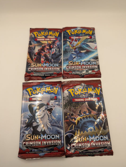 Crimson Invasion - Sealed 4 Booster Pack Art Set - Pokémon Sun & Moon TCG FRENLY BRICKS - Open 7 Days