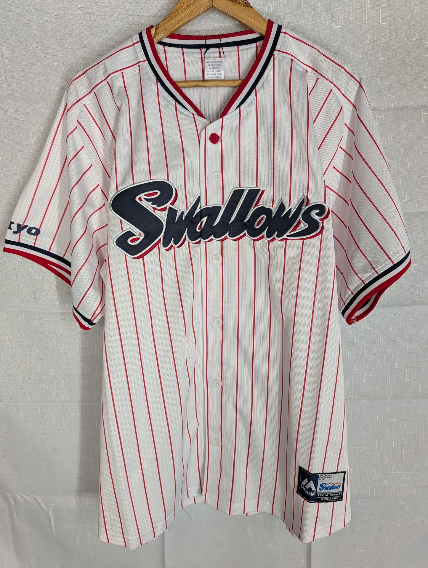 Nippon Baseball Tokyo Yakult Swallows 2016-2019 Home White/Red Blank XL Jersey