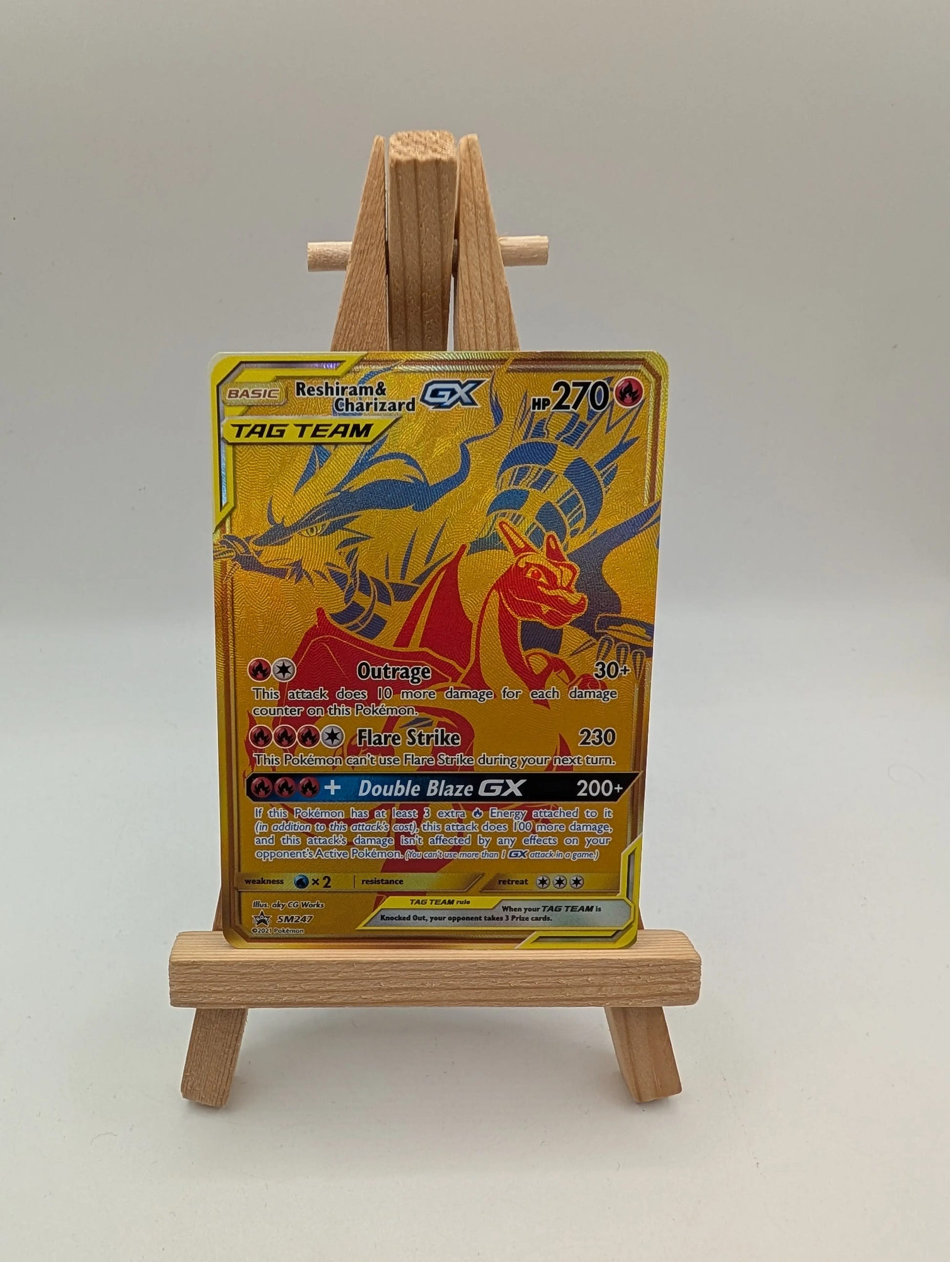 Reshiram & Charizard GX - Pokemon Tag Team Black Star Promo FA GOLD #SM247 FRENLY BRICKS - Open 7 Days image 2