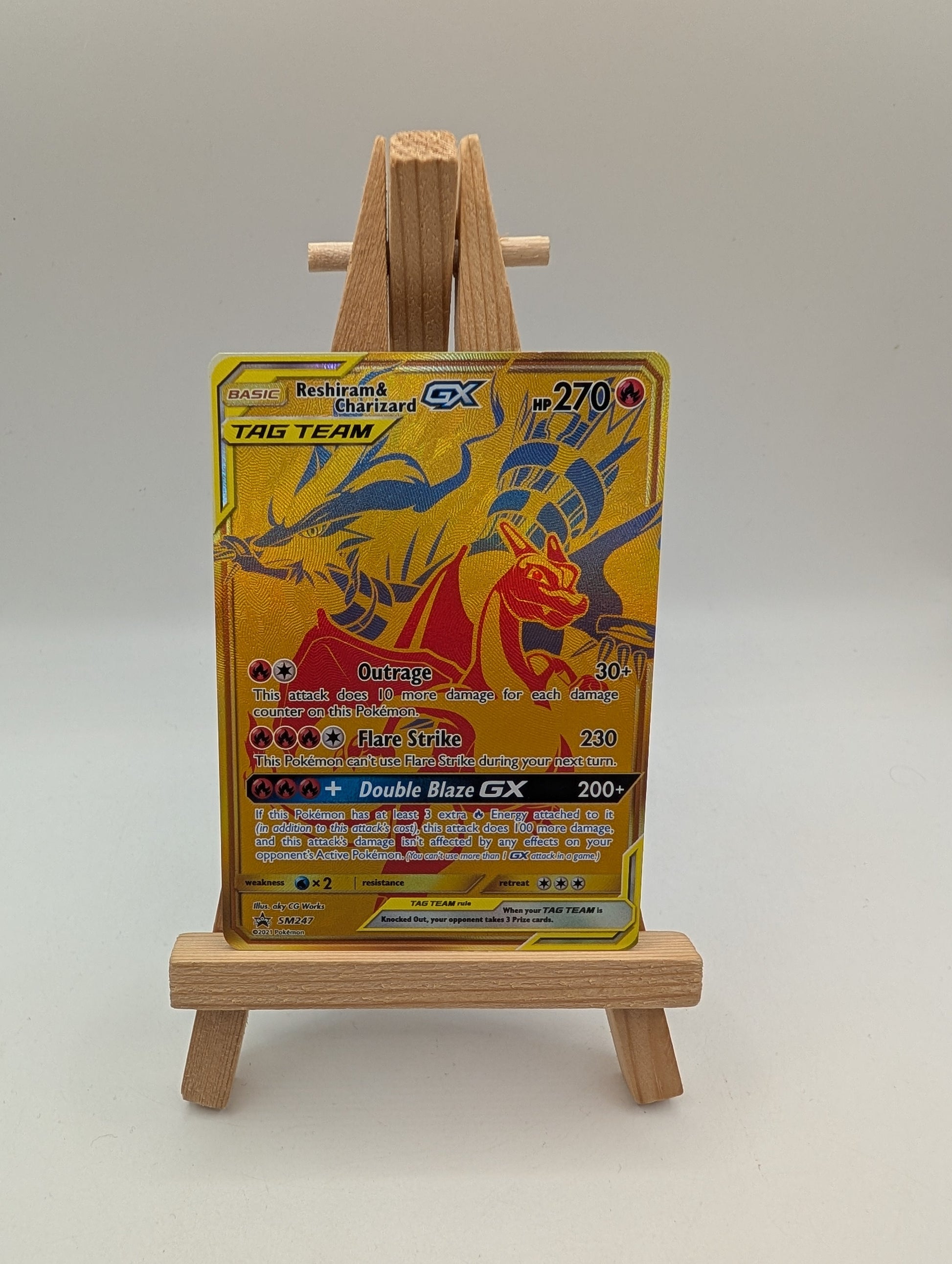 Reshiram & Charizard GX - Pokemon Tag Team Black Star Promo FA GOLD #SM247 FRENLY BRICKS - Open 7 Days