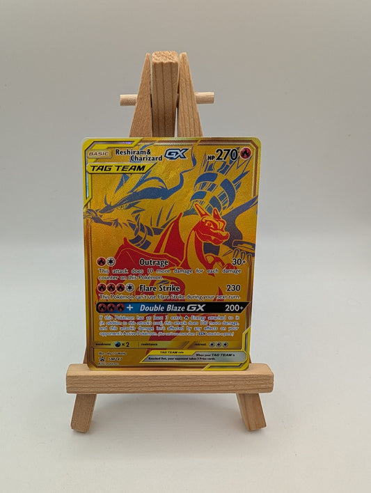Reshiram & Charizard GX - Pokemon Tag Team Black Star Promo FA GOLD #SM247 FRENLY BRICKS - Open 7 Days