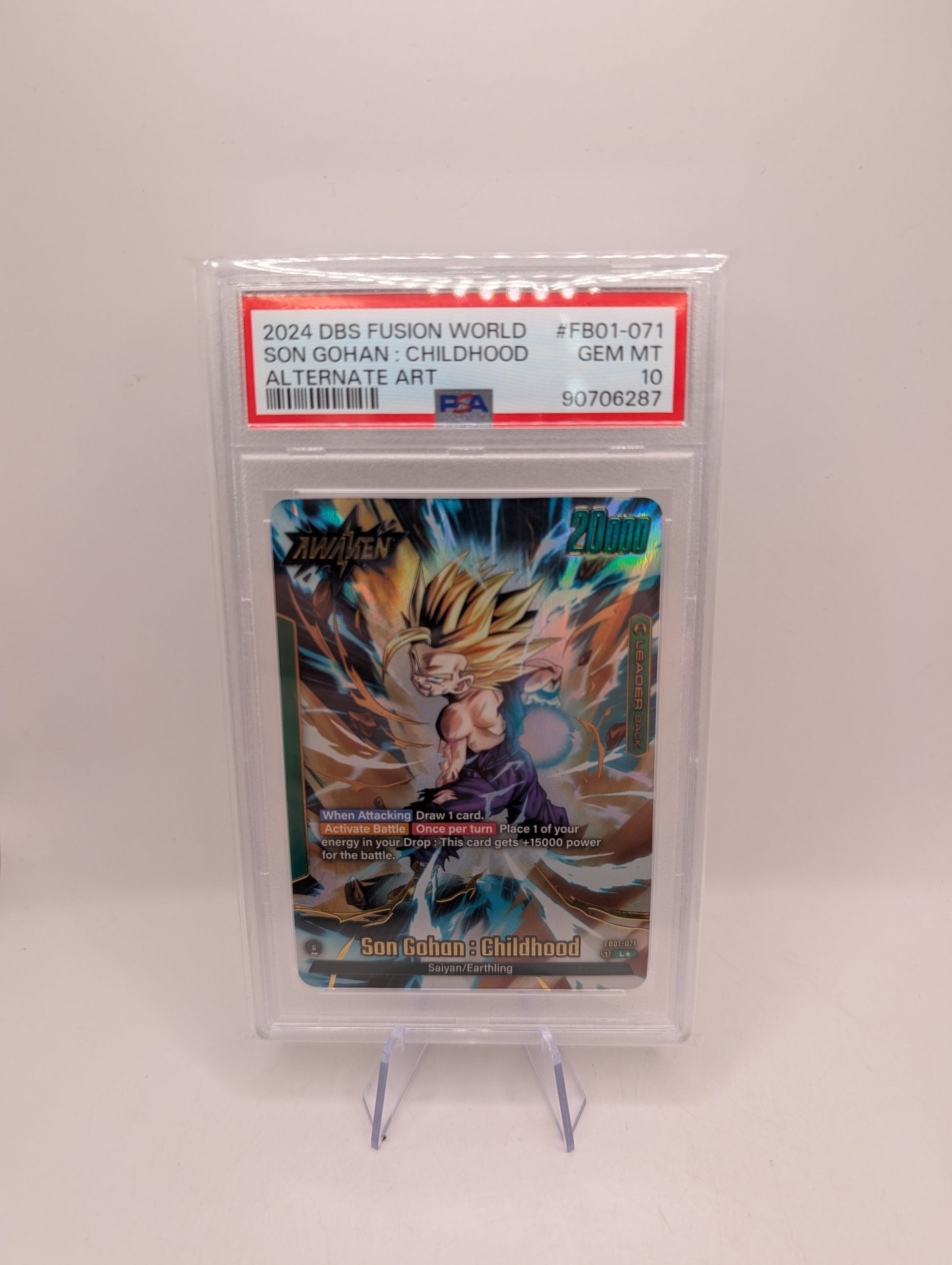 Son Gohan Childhood FB01-071 Alternate Art Awakened Pulse PSA 10 FRENLY BRICKS - Open 7 Days