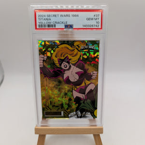Titania 2023 UD Marvel Secret Wars 1984 Yellow Crackle Alpha /149 Card #37 PSA 100 FRENLY BRICKS - Open 7 Days