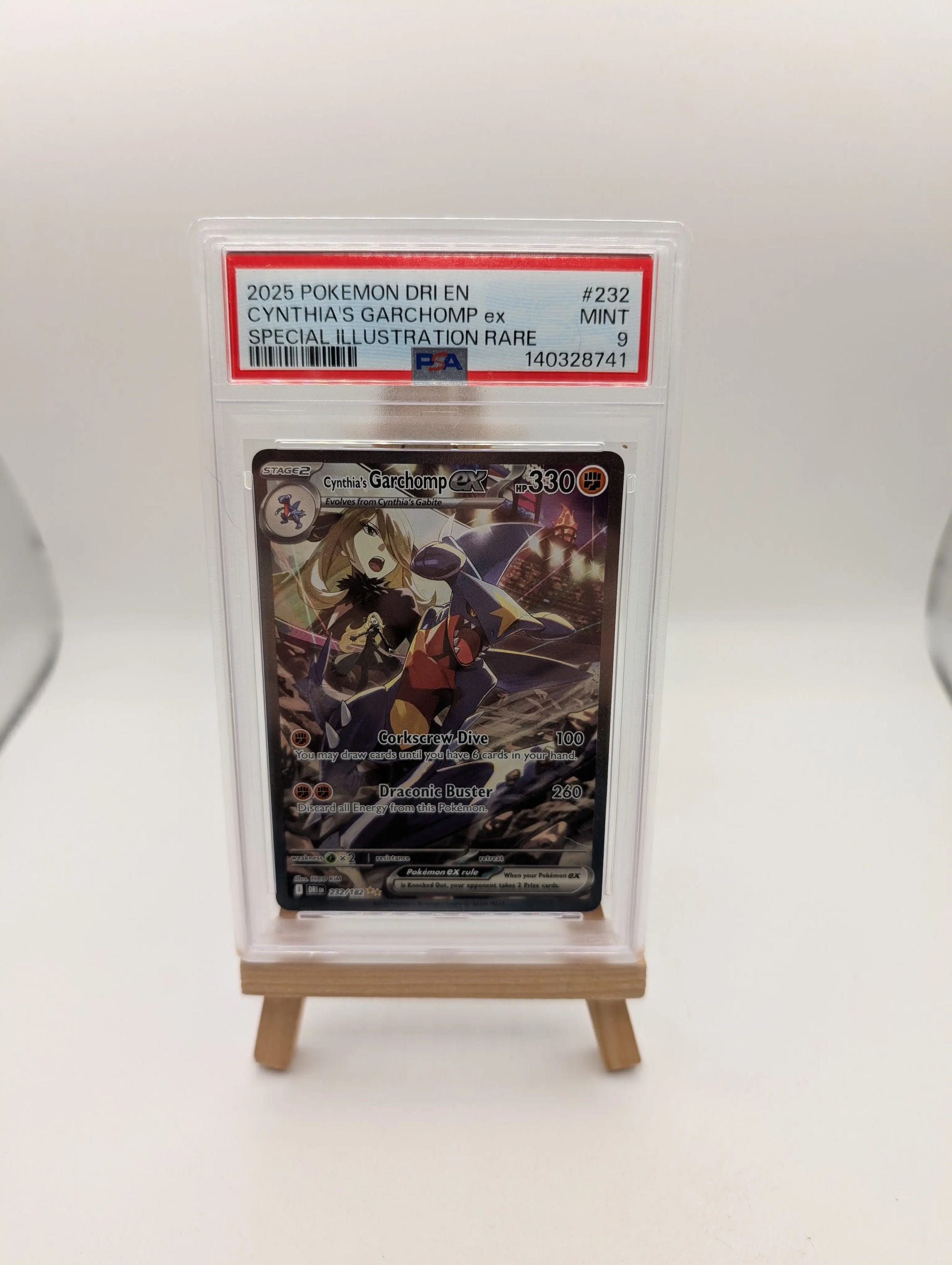 2025 Pokemon Destined Rivals Cynthia's Garchomp ex #232/182 PSA 9 FRENLY BRICKS - Open 7 Days image 1