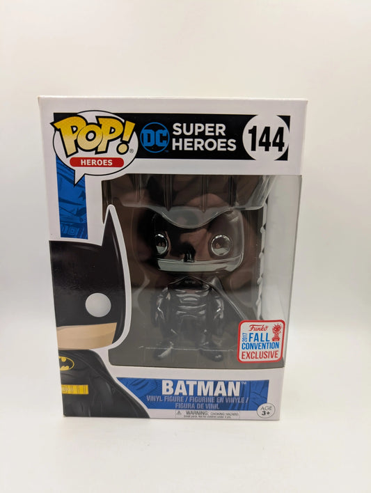 DC Super Heroes-Batman #144 Funko Pop Vinyl. Black Chrome. 2017 Fall Convention FRENLY BRICKS - Open 7 Days