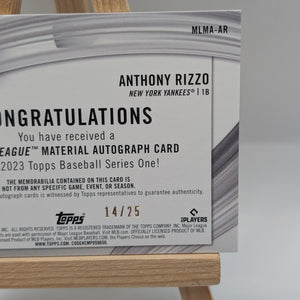 2023 Topps Anthony Rizzo Major League Material #MLM-AR Yankees Baseball Auto /25 FRENLY BRICKS - Open 7 Days