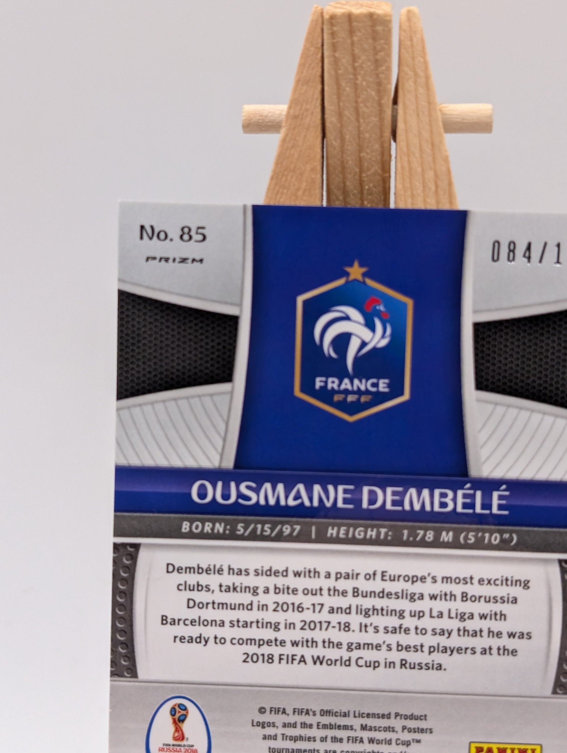 2018 Panini Prizm World Cup #85 Ousmane Dembele Light Blue Lazer #/125 France