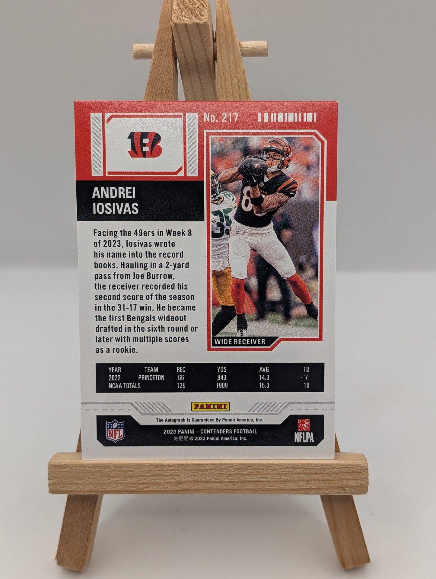2023 Panini Contenders - Rookie Ticket Andrei Iosivas #217 (AU, RC) /18 FRENLY BRICKS - Open 7 Days