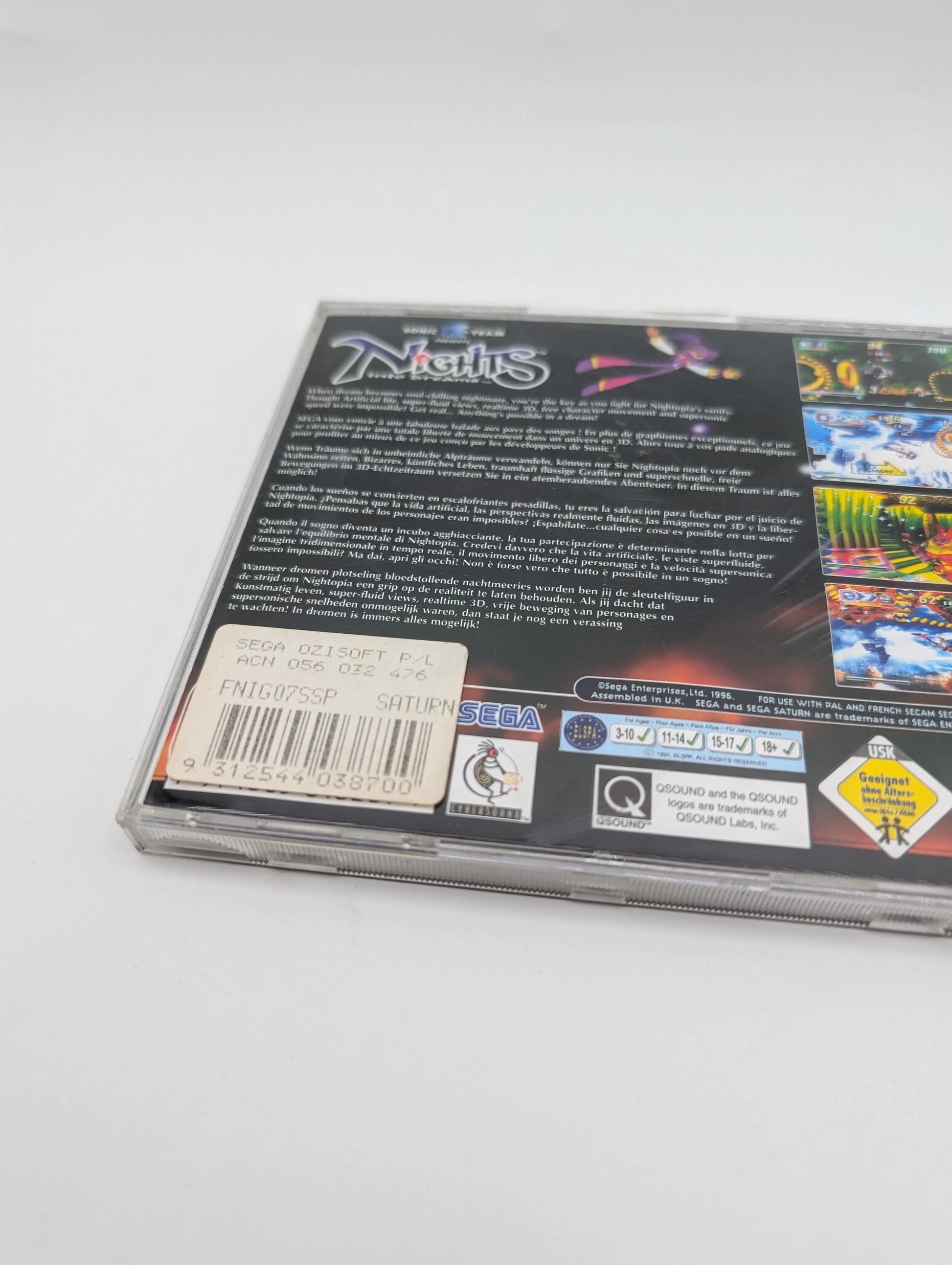 Nights into Dreams Sega Saturn PAL Video Game Very Good Condition Vintage used FRENLY BRICKS - Open 7 Days