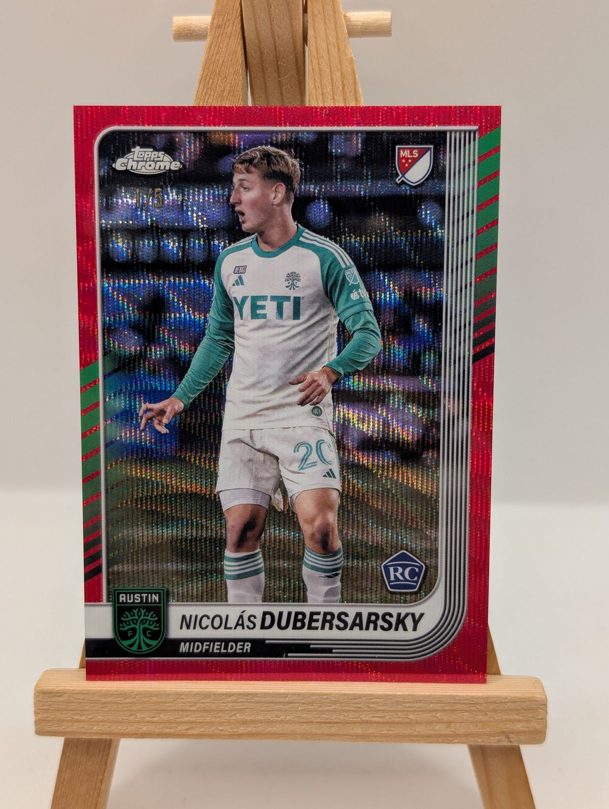 2025 Topps Chrome MLS Nicolas Dubersarsky AUTO RC Red Wave /5 Rookie Austin FRENLY BRICKS - Open 7 Days image 2