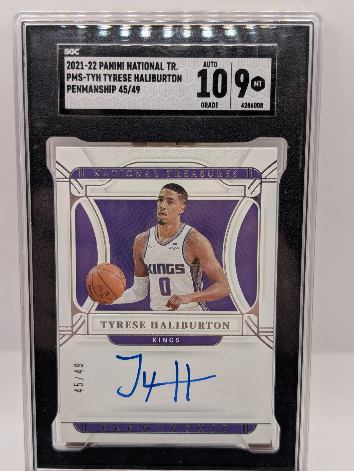 TYRESE HALIBURTON 2021-22 National Treasures Penmanship Auto /49 SGC 9 FRENLY BRICKS - Open 7 Days image 2