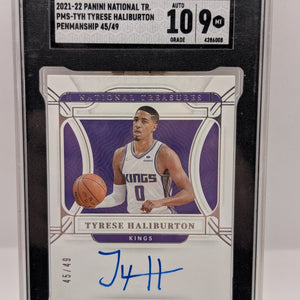TYRESE HALIBURTON 2021-22 National Treasures Penmanship Auto /49 SGC 9 FRENLY BRICKS - Open 7 Days