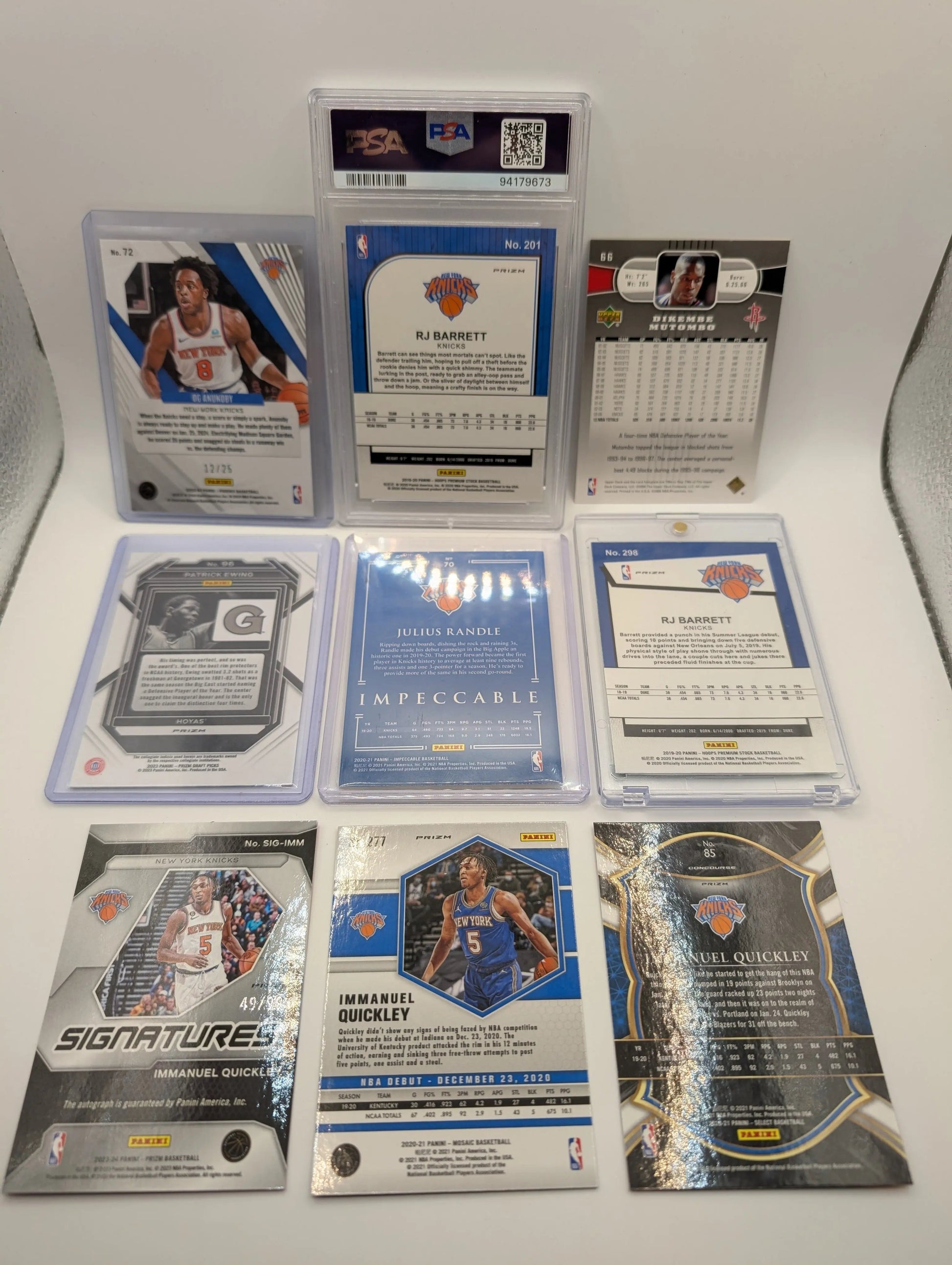 New York Knicks NBA Basketball Card Lot, Rookies, Patch, Auto, Graded, RJ Barret FRENLY BRICKS - Open 7 Days
