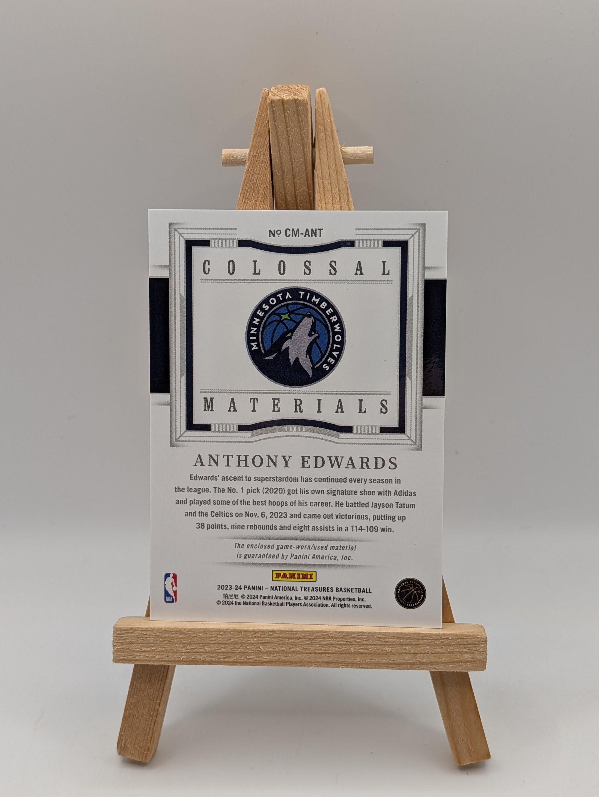 2023-24 Panini National Treasures Colossal Anthony Edward’s Game Worn Patch /99 FRENLY BRICKS - Open 7 Days