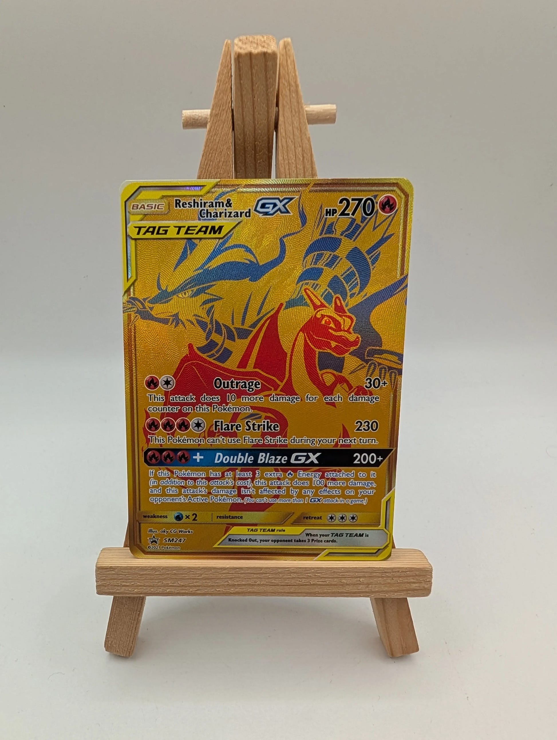 Reshiram & Charizard GX - Pokemon Tag Team Black Star Promo FA GOLD #SM247 FRENLY BRICKS - Open 7 Days image 4
