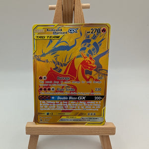 Reshiram & Charizard GX - Pokemon Tag Team Black Star Promo FA GOLD #SM247 FRENLY BRICKS - Open 7 Days
