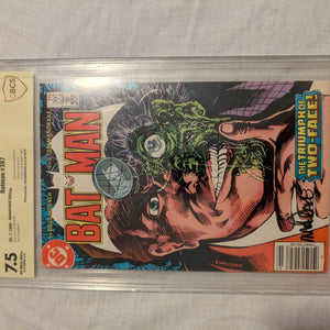 Batman #397 cbcs 7.5 - Two-Face App TOM MANDRAKE SIGNED Catwoman FRENLY BRICKS - Open 7 Days