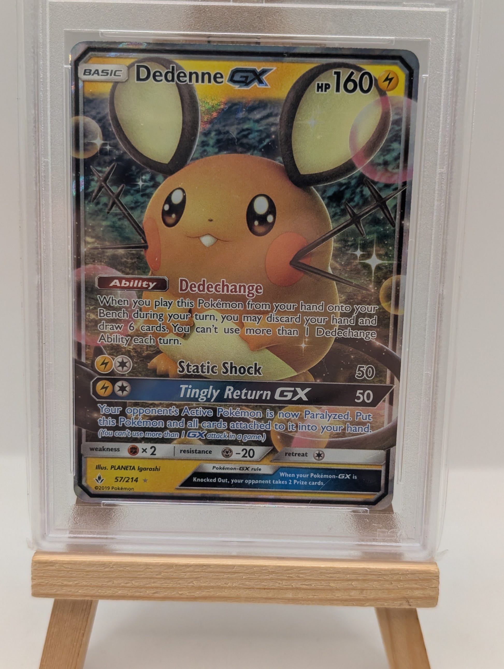 2019 Pokemon SM Unbroken Bonds Dedenne Holo #57/214 PSA 10 FRENLY BRICKS - Open 7 Days image 2