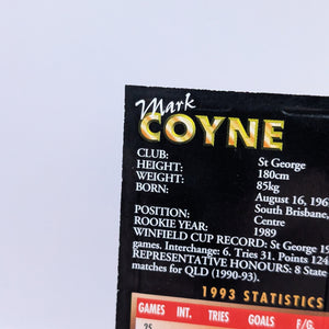 Mark Coyne Gold Signature Card #294/1000 Numbered NSW RL FRENLY BRICKS - Open 7 Days