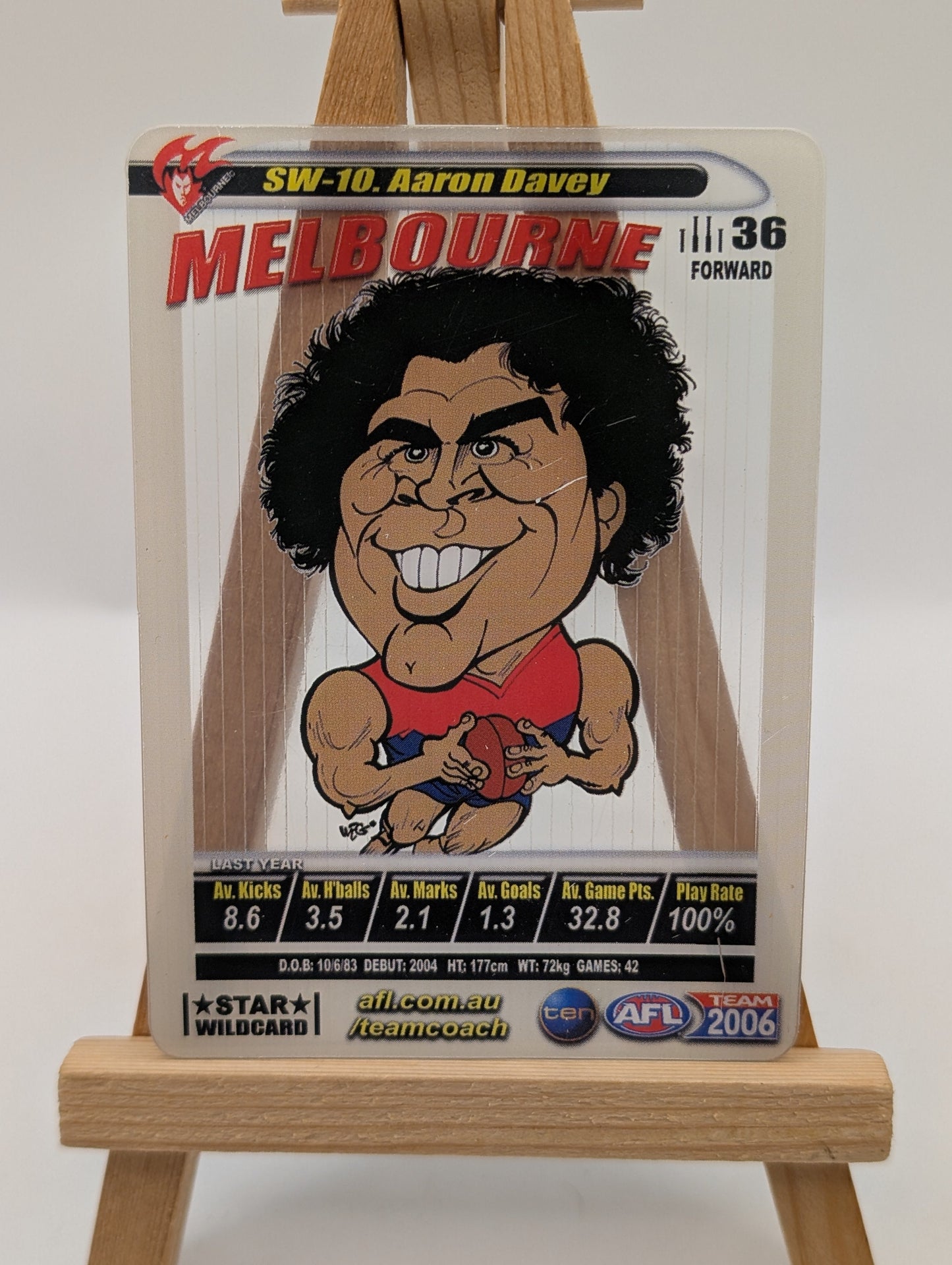 2006 AFL Teamcoach Card Star Wild Card SW-10 Aaron Davey-Melbourne FRENLY BRICKS - Open 7 Days