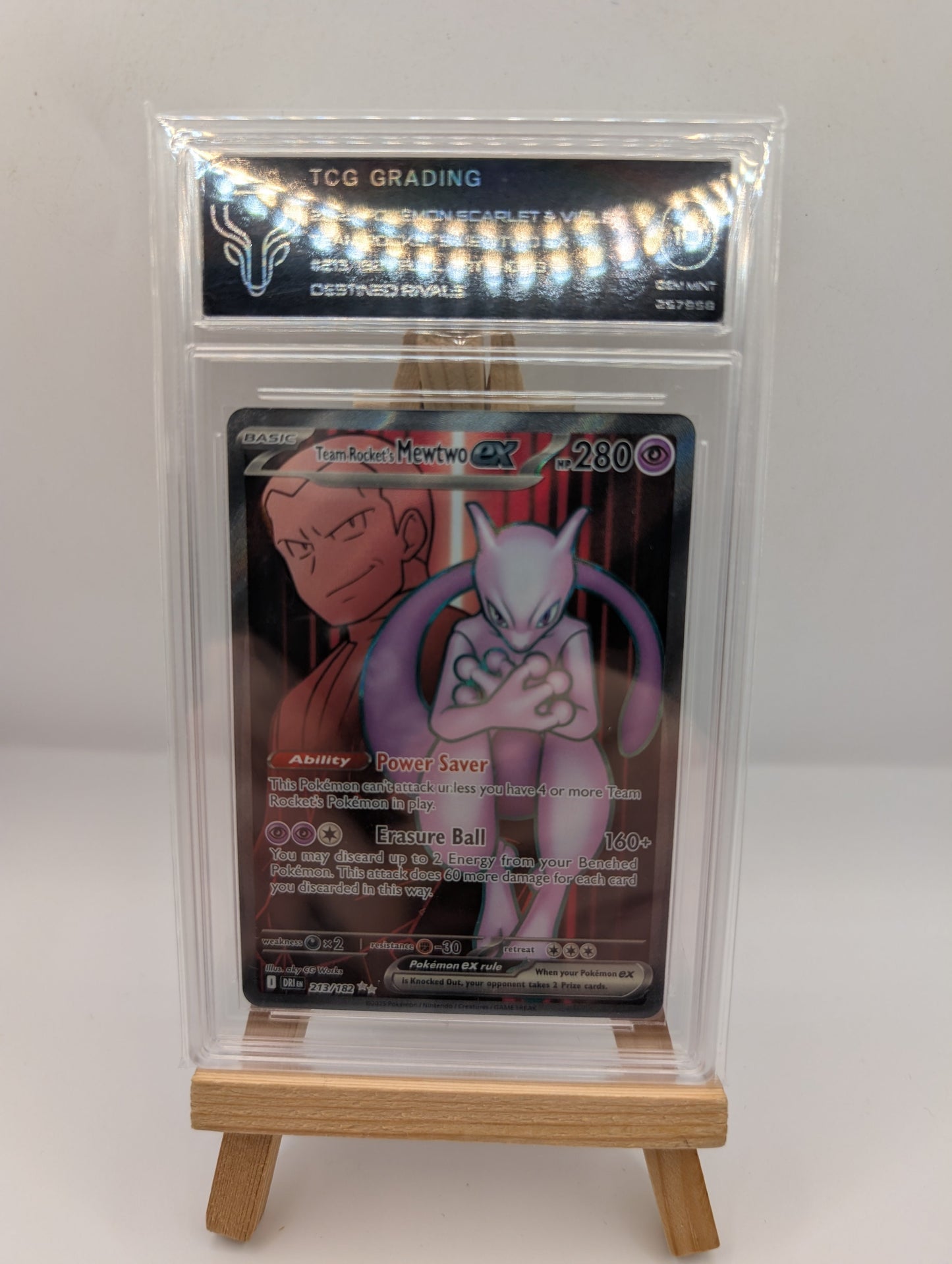 Pokemon Team Rocket’s Mewtwo ex 213/182 TCG 10 Destined Rivals Full Art FRENLY BRICKS - Open 7 Days