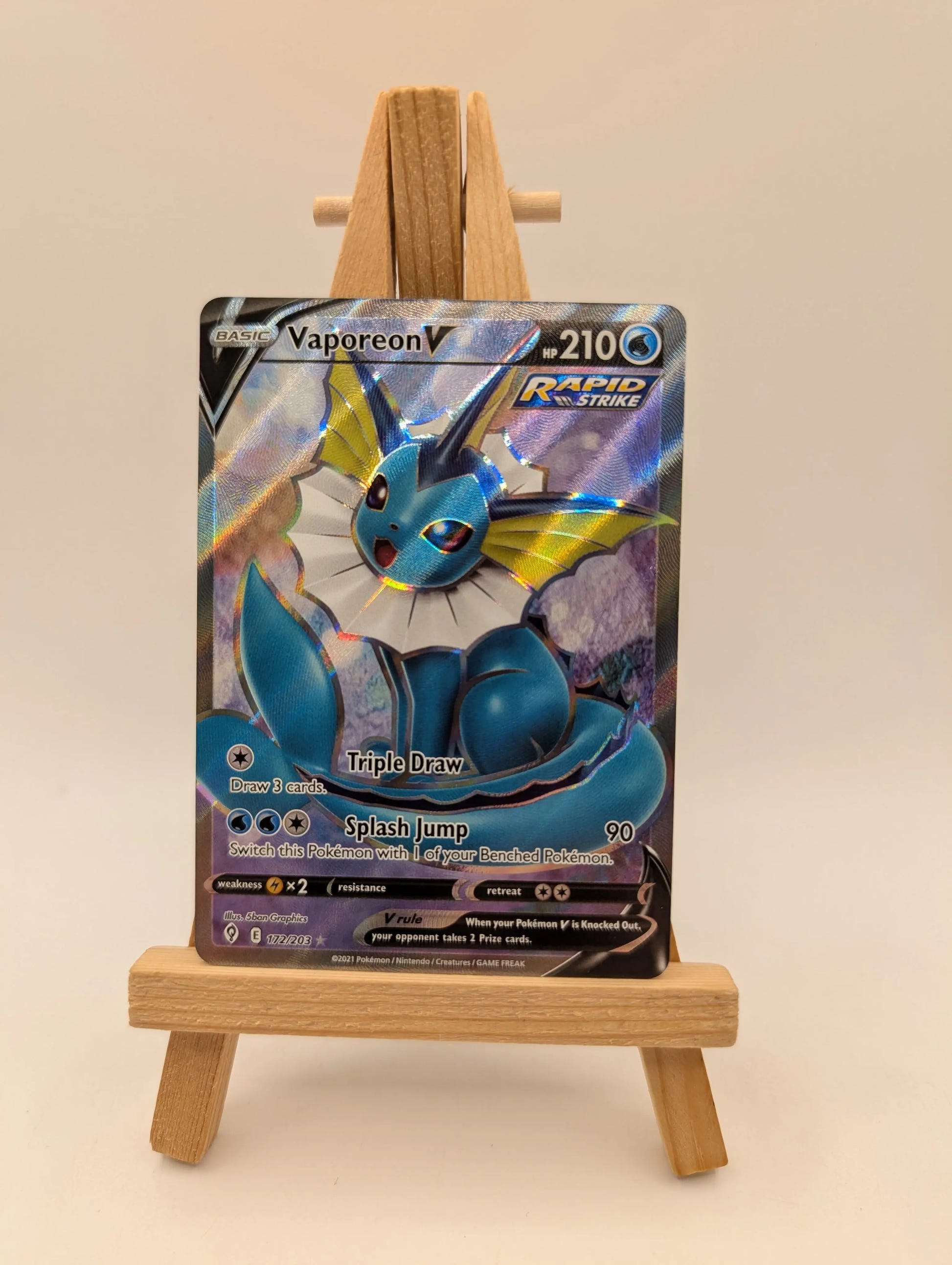 Pokémon TCG Vaporeon V Evolving Skies 172/203 Holo Ultra Rare FRENLY BRICKS - Open 7 Days image 2