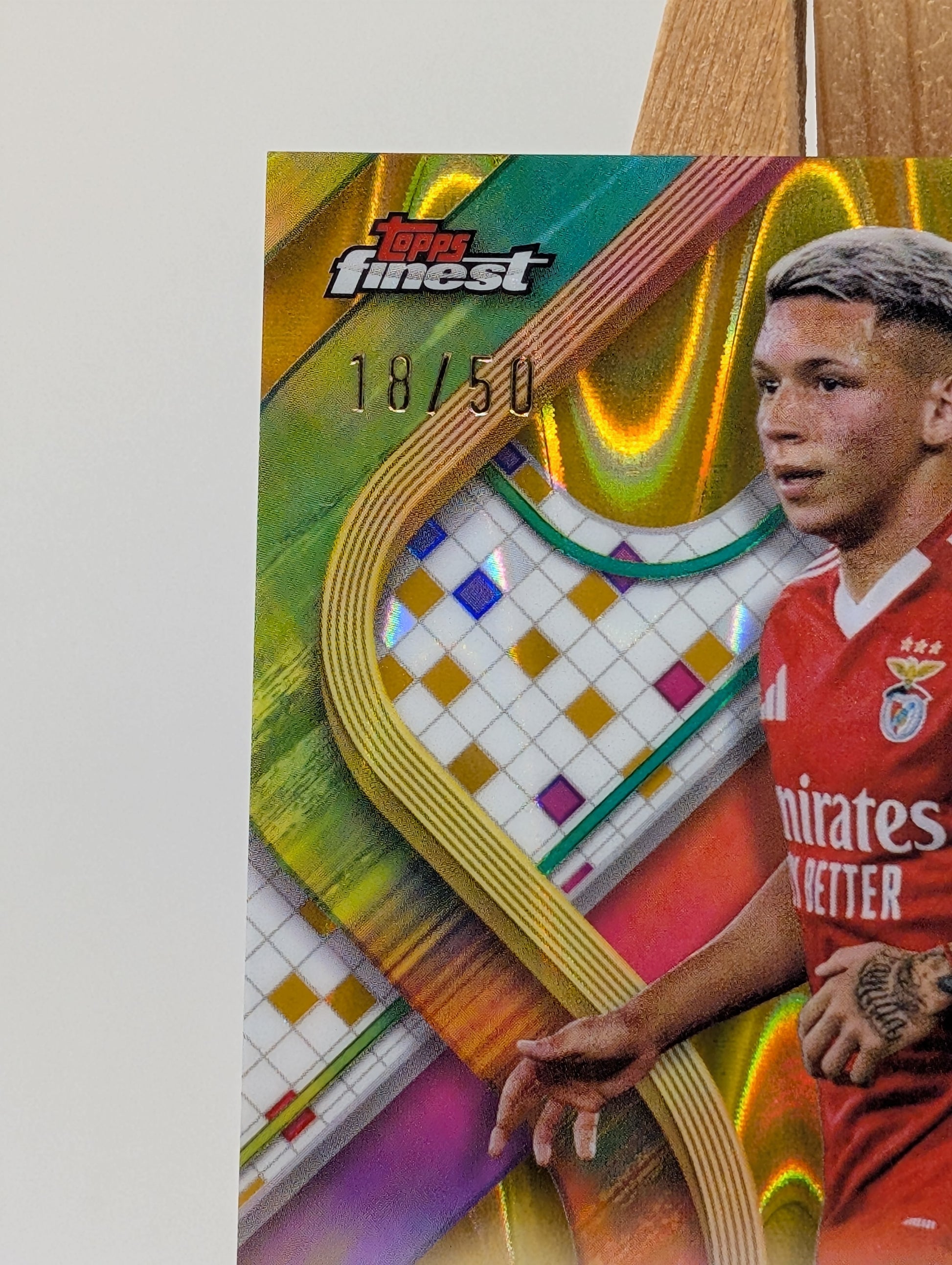 /50 Gianluca Prestianni 2024/25 Topps Finest UEFA Soccer RC Gold Ref. Auto