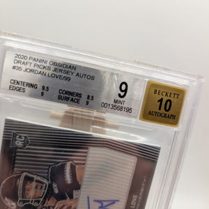 2020 Panini Obsidian Draft Picks - Jersey Autographs Jordan Love /99 Bgs *cracks FRENLY BRICKS - Open 7 Days