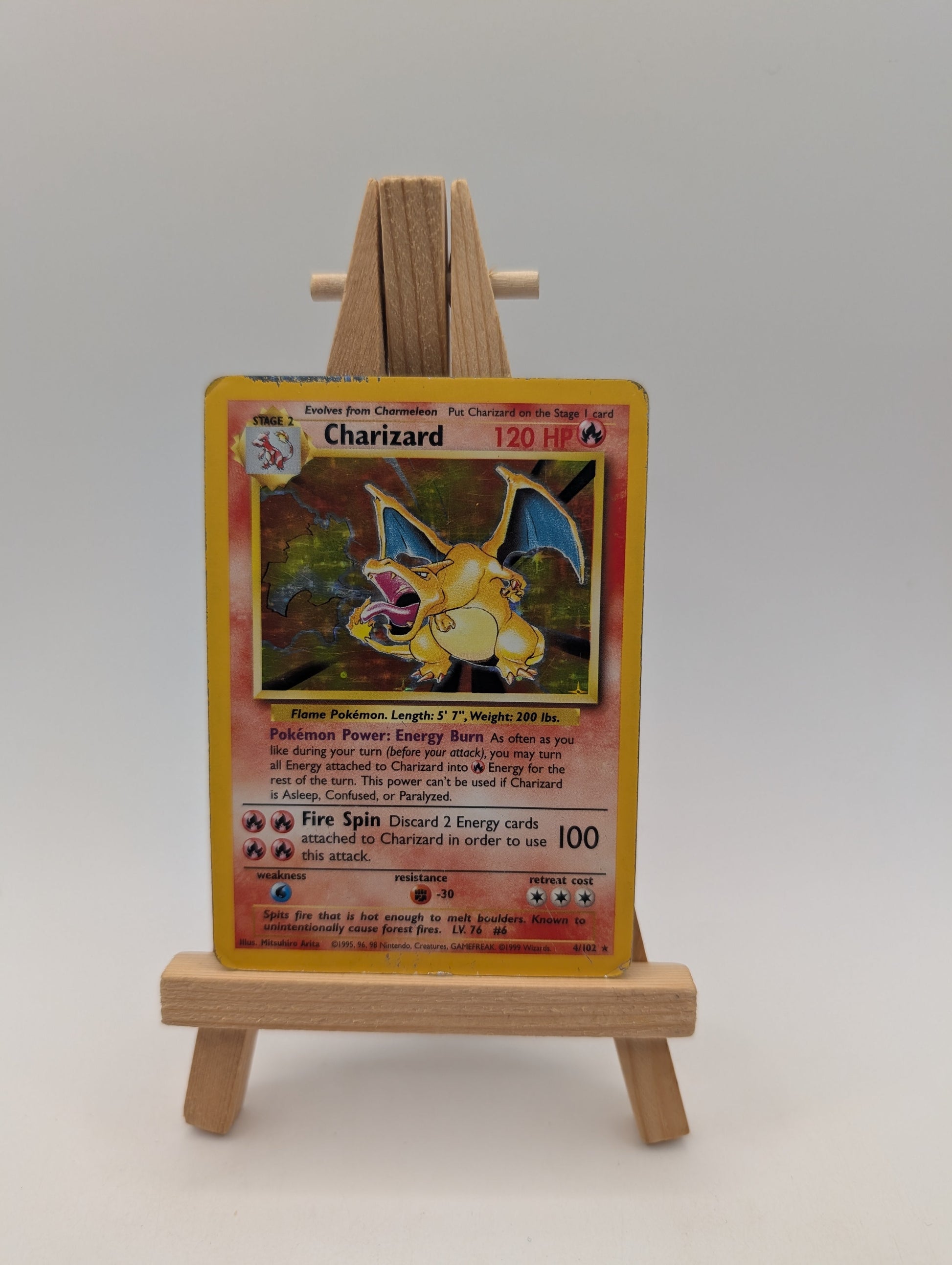 Pokémon Base Set Charizard Holo Card 4/102 FRENLY BRICKS - Open 7 Days