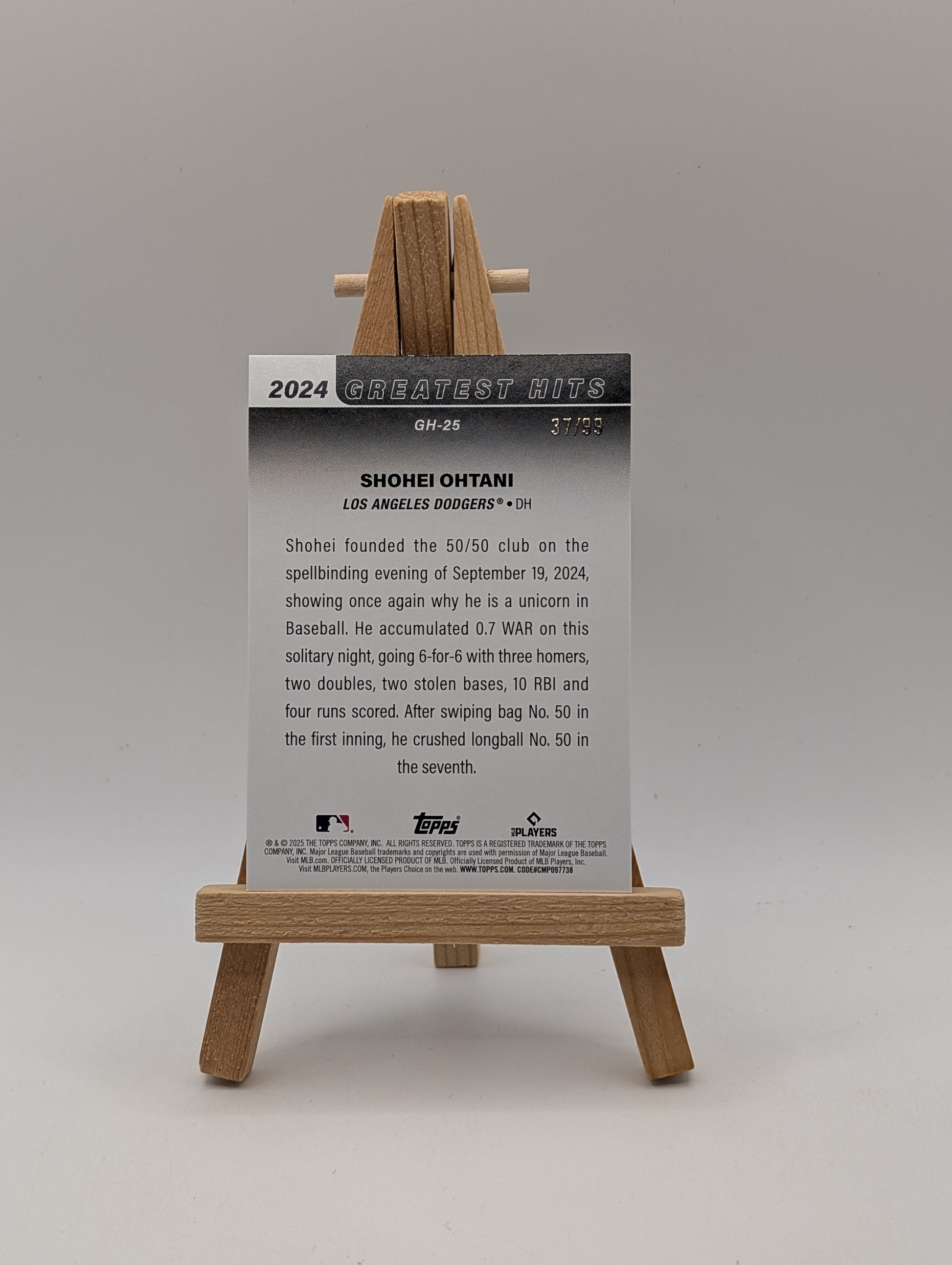 2025 Topps Series 1 Greatest Hits Shohei Ohtani #GH25 50/50 Green Foil /99 MVP