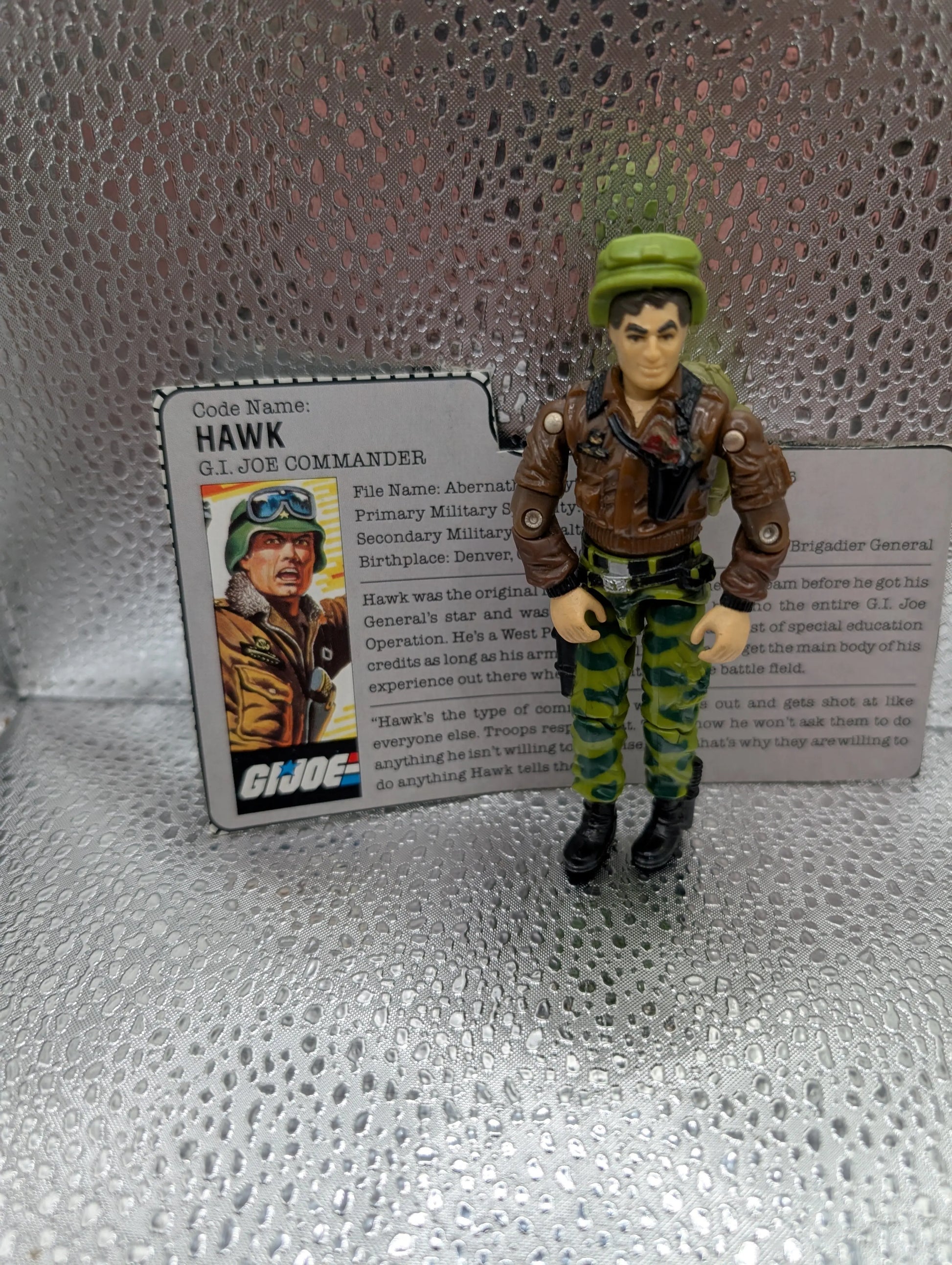 1986 G.I. Joe General Hawk with card FRENLY BRICKS - Open 7 Days