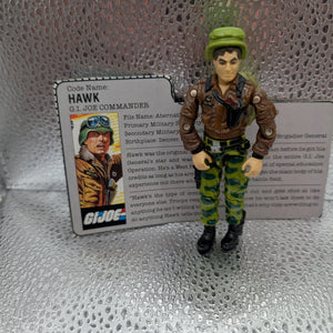 1986 G.I. Joe General Hawk with card FRENLY BRICKS - Open 7 Days