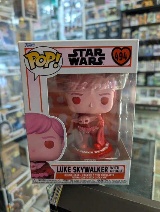 Star Wars Luke Skywalker With Grogu #494 Pop Vinyl Valentines FRENLY BRICKS - Open 7 Days