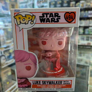 Star Wars Luke Skywalker With Grogu #494 Pop Vinyl Valentines FRENLY BRICKS - Open 7 Days