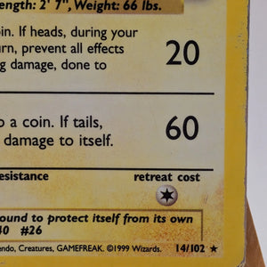 Raichu 14/102 Holo Rare Base Set - Pokemon Card WOTC HP FRENLY BRICKS - Open 7 Days