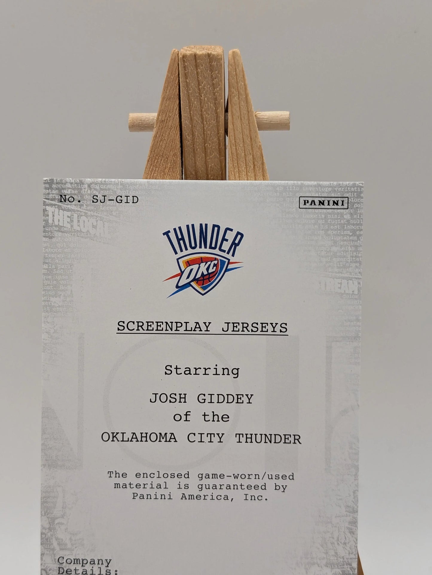 2023 Noir Screen Play Jerseys Josh Giddey Game Worn Patch /99 FRENLY BRICKS - Open 7 Days