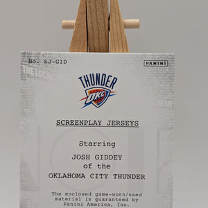 2023 Noir Screen Play Jerseys Josh Giddey Game Worn Patch /99
