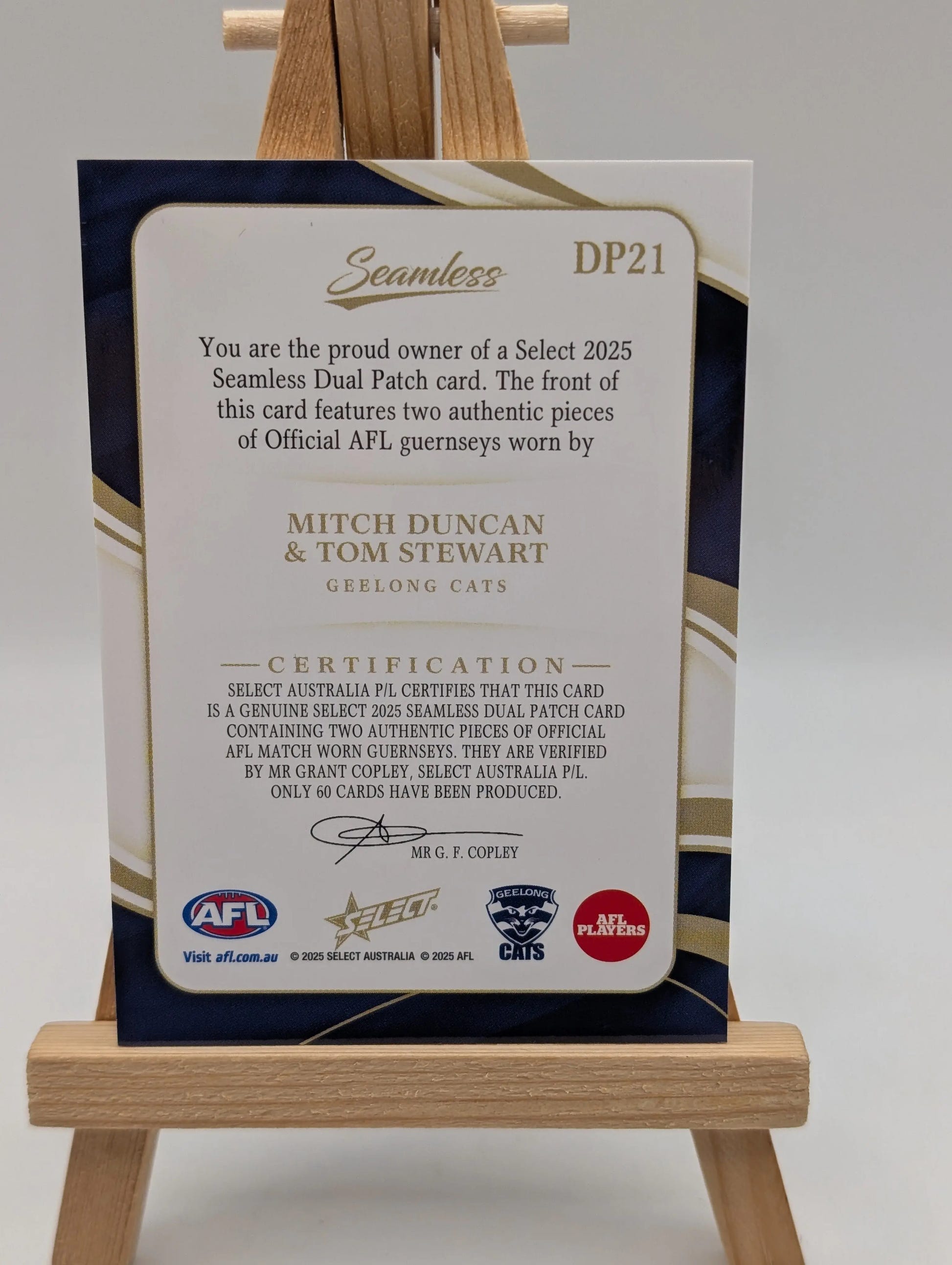 2025 Select Seamless Mitch Duncan Tom Stewart Dual Patch /60 Geelong FRENLY BRICKS - Open 7 Days image 3
