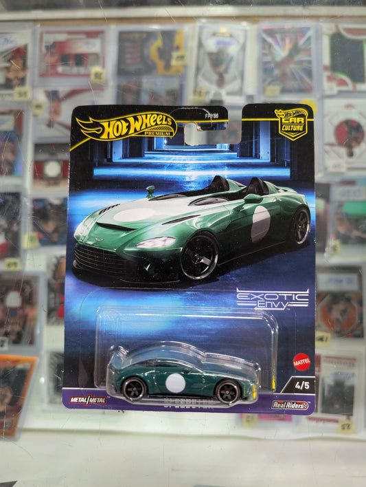 Hot Wheels Premium Car Culture Exotic Envy Aston Martin V12 w/ Real Riders MONMC FRENLY BRICKS - Open 7 Days