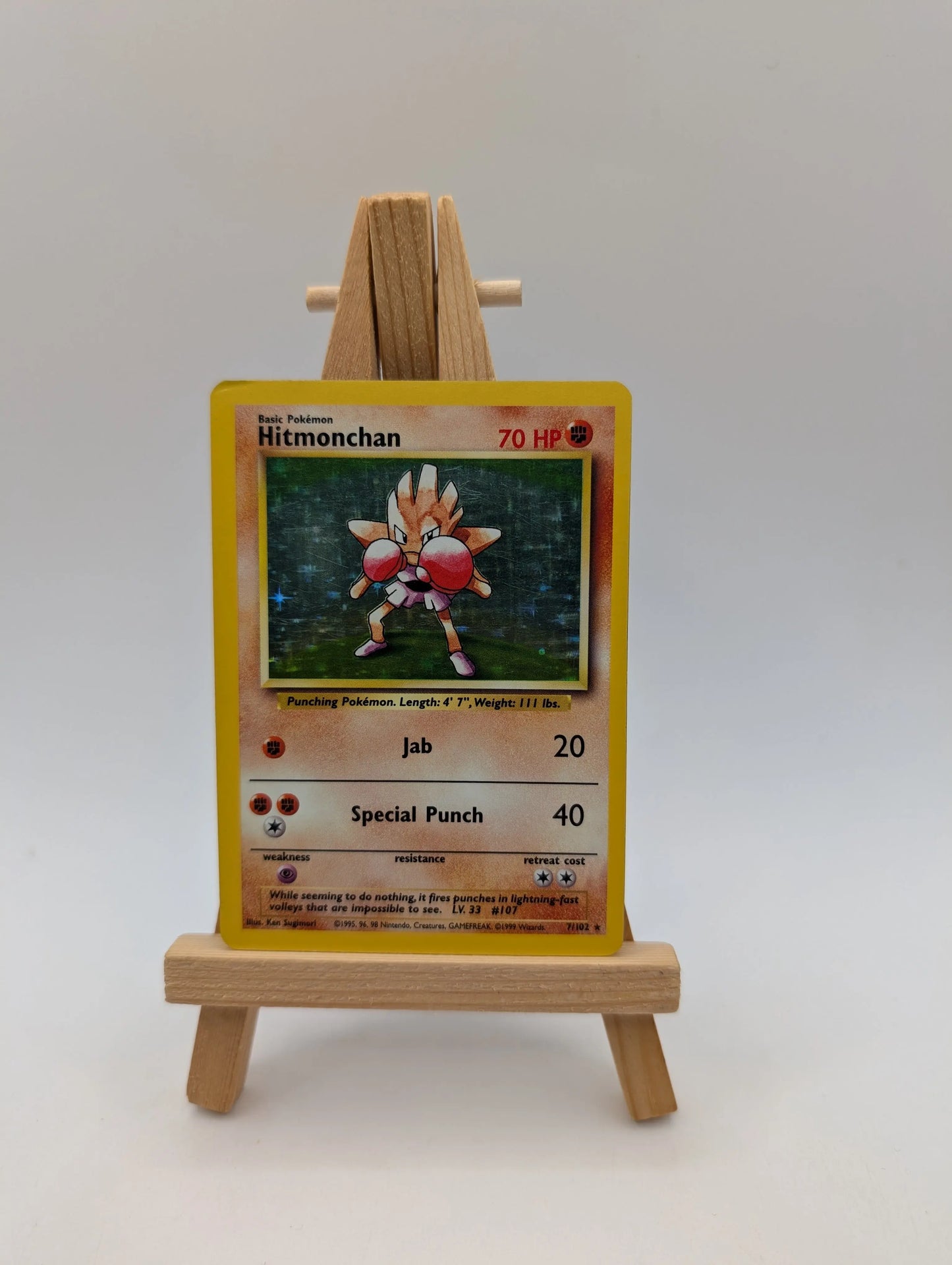 Hitmonchan - 7/102 - Base Set Unlimited 1999 - WOTC - Holo Pokemon TCG FRENLY BRICKS - Open 7 Days