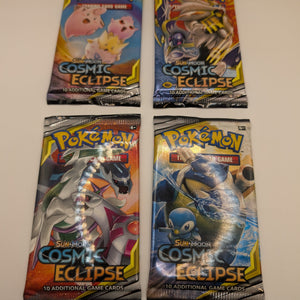 POKEMON TCG COSMIC ECLIPSE 4x Booster Packs (Complete Art Set) Factory Sealed FRENLY BRICKS - Open 7 Days