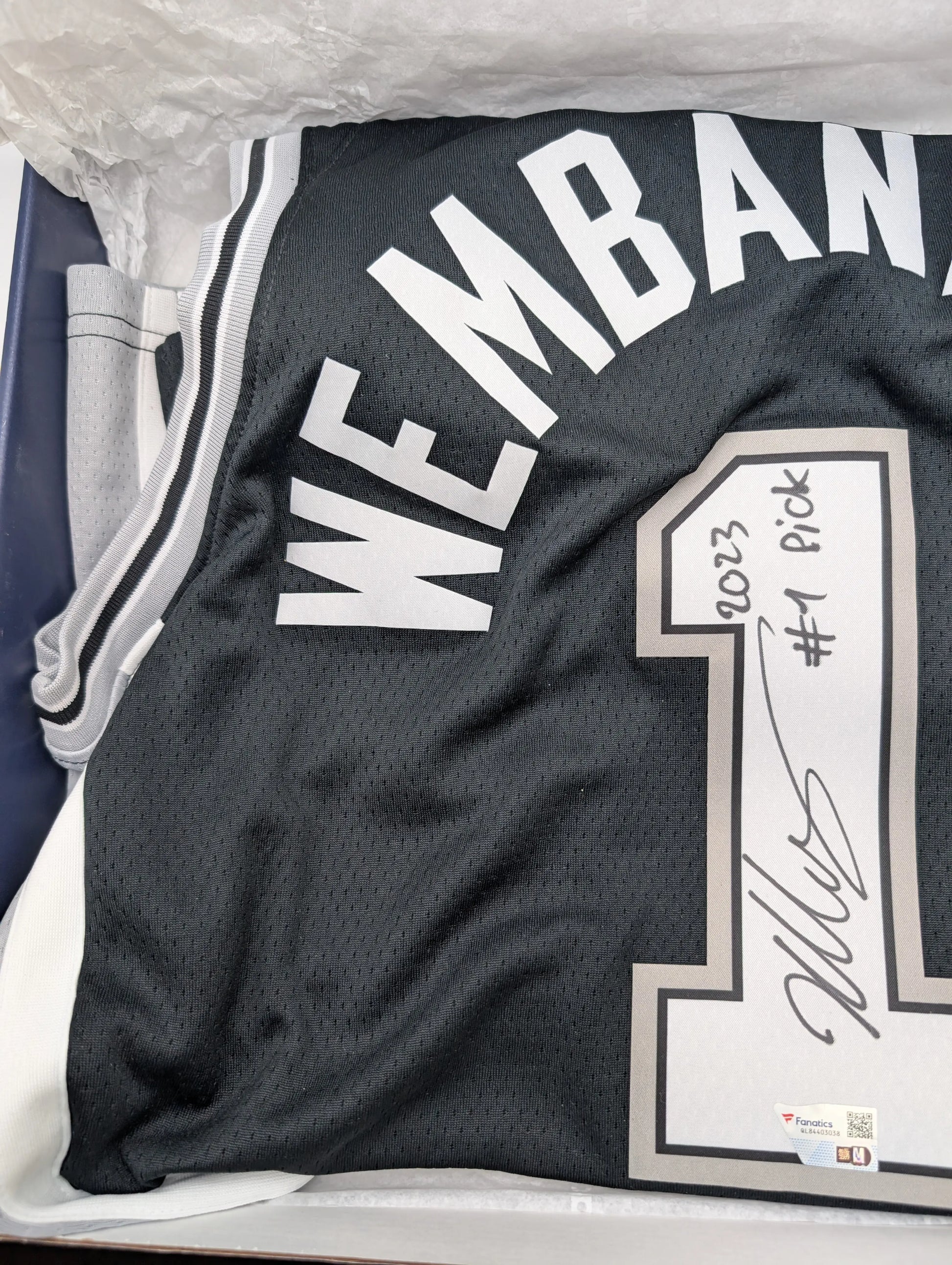 Victor Wembanyama Signed Nike Icon Jersey with 2023 #1 Pick Inscription Fanatics FRENLY BRICKS - Open 7 Days