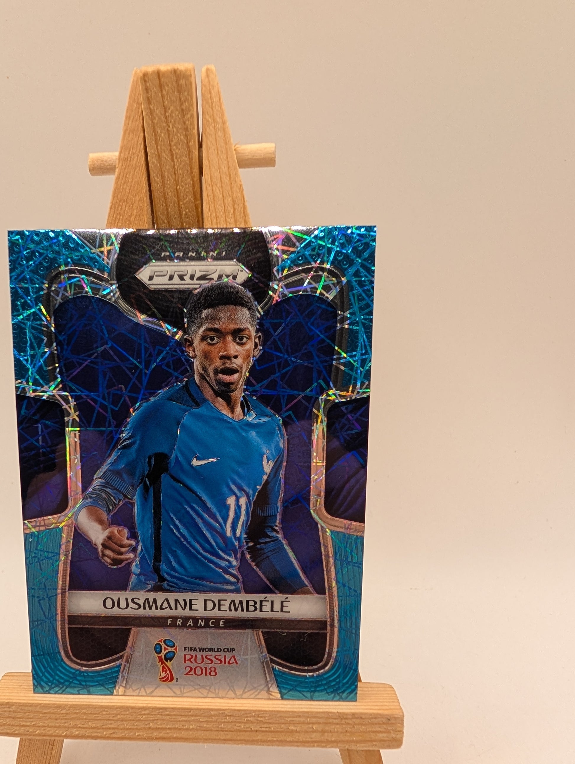2018 Panini Prizm World Cup #85 Ousmane Dembele Light Blue Lazer #/125 France