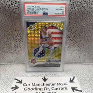 2020 Mosaic Tyrese Halliburton REACTIVE YELLOW PSA 10 FRENLY BRICKS - Open 7 Days