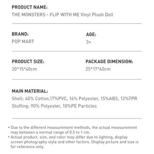 POP MART LABUBU THE MONSTERS - FLIP WITH ME Vinyl Plush Doll - Authentic New Rare FRENLY BRICKS - Open 7 Days